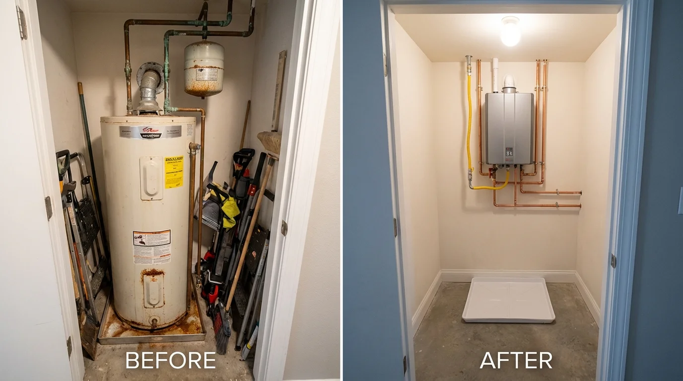 Tank water heater versus wall-mounted tankless unit comparison for Vernonia, OR homeowners
